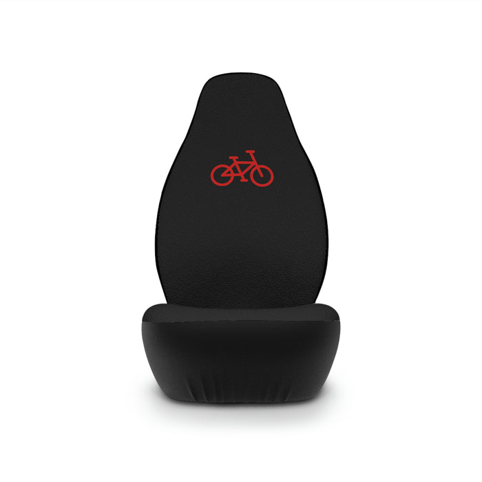 Black Car Seat Covers - Red Bike Print