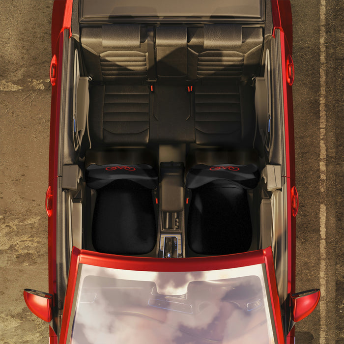 Black Car Seat Covers - Red Bike Print