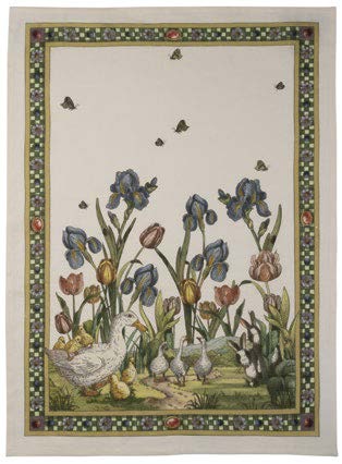 Bunny Garden Linen Tea Towel