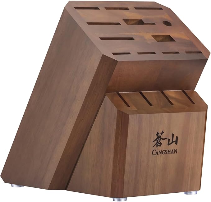Cangshan Empty Knife Block, 16-Slot Organizer, Flat Top (Acacia Wood)