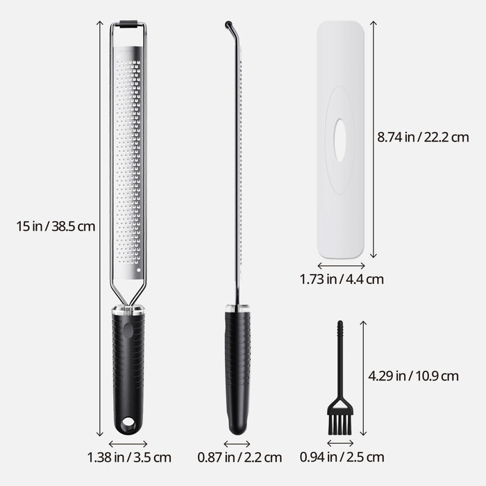Cheese Grater with Slip-Free Grip, Lemon Zester for Gitrus fruits, Chocolate, Hard Cheeses