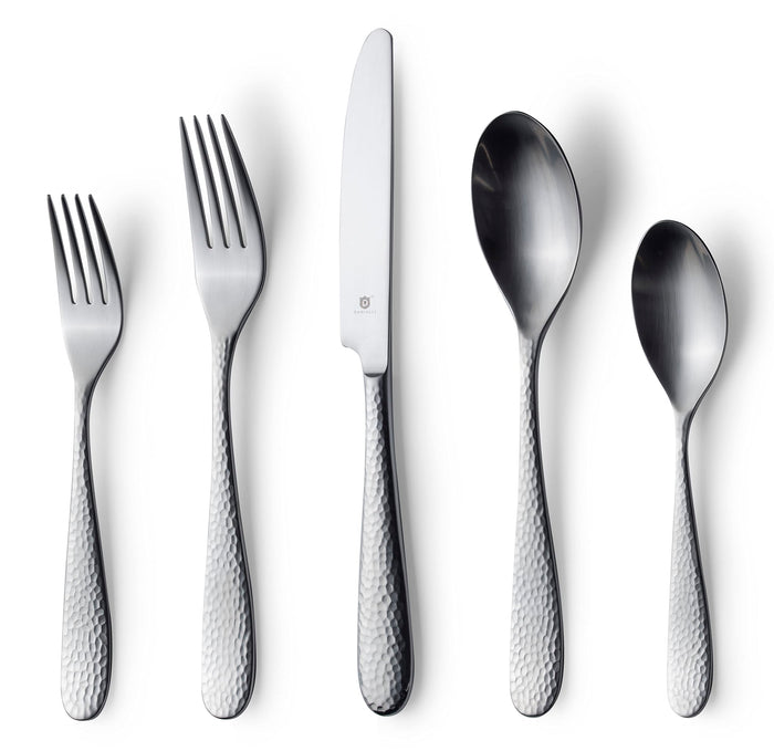 Danialli Matte Silverware Set, 18/10 Stainless Steel Satin Flatware, Modern Brushed Finish Cutlery, Dishwasher Safe & Durable, Built to Last (40-Piece, Marettimo)