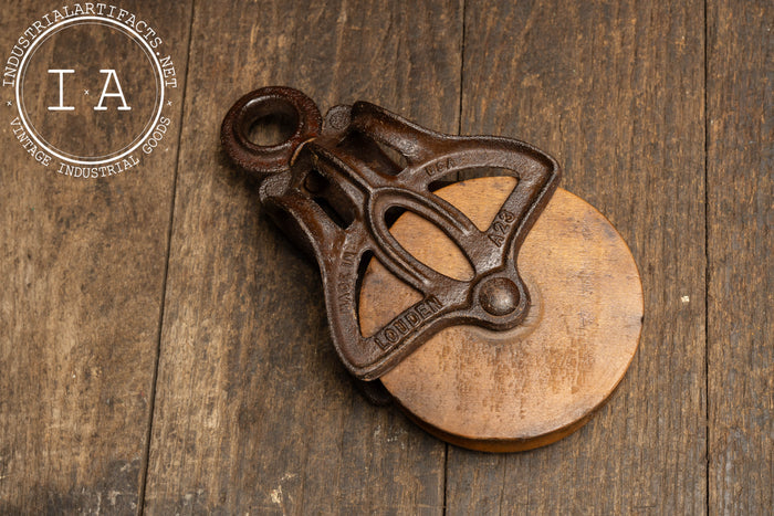 Early 20th Century Cast-Iron & Wood Barn Pulley by Louden