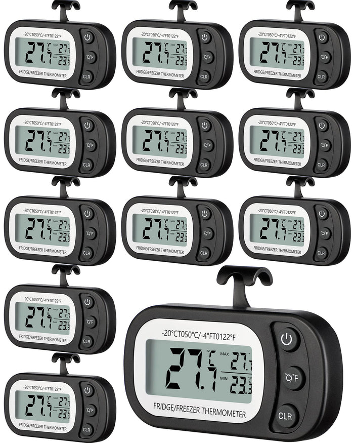 Frienda 12 Pcs White Fridge Thermometer Refrigerator, Button