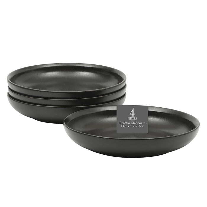 Gibson Elite Beckett 4-Piece Multi-Color 9 Inch Dinner Plate Bowl Set – Reactive Glaze Stoneware – Shallow Serving Pasta Bowls (Blate) – Wide-Rim Round Design – Microwave & Dishwasher Safe