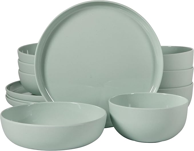 Service for Four (12pcs) / Green (Matte Exterior/Shiny Interior)