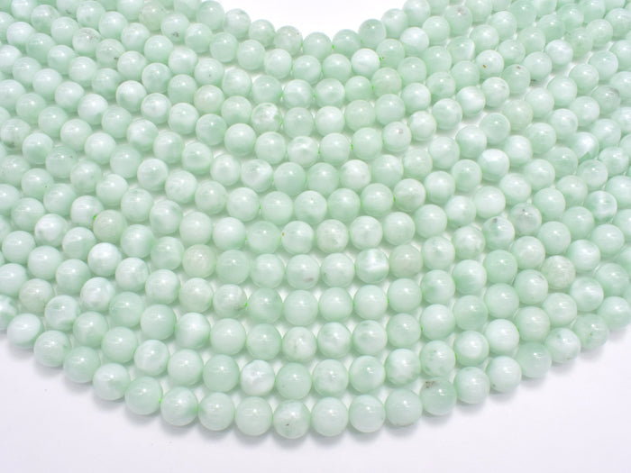 Green Angelite Beads, 8mm Round-BeadBasic