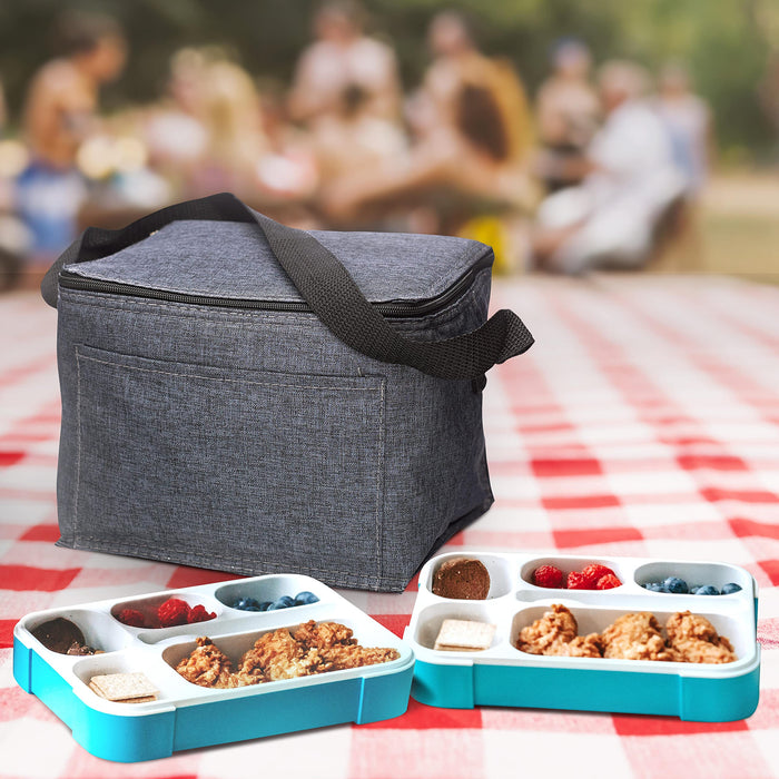 Insulated Cooler Lunch Bag Set of 10, Bulk Pack - Perfect for Work, Travel, Outdoor Events - Black