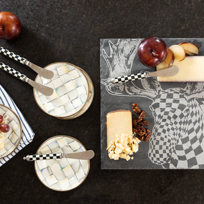 MacKenzie-Childs Sterling Check Enamel Appetiser Plates (Set of 4)