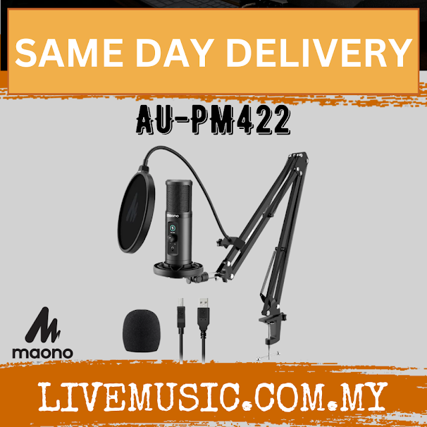 Maono monitorable USB condenser microphone set with pop filter, shock mount, boom arm