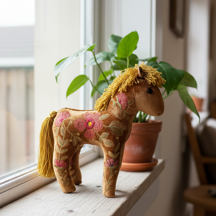 Megan Horse Hand Embroidered Silk Velvet Animal