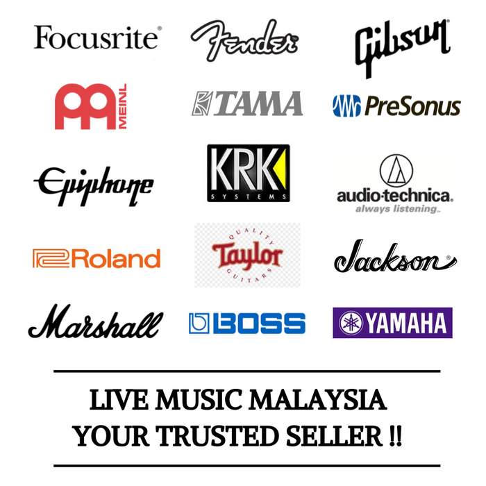 Audio brand logos collage on a white promotional board