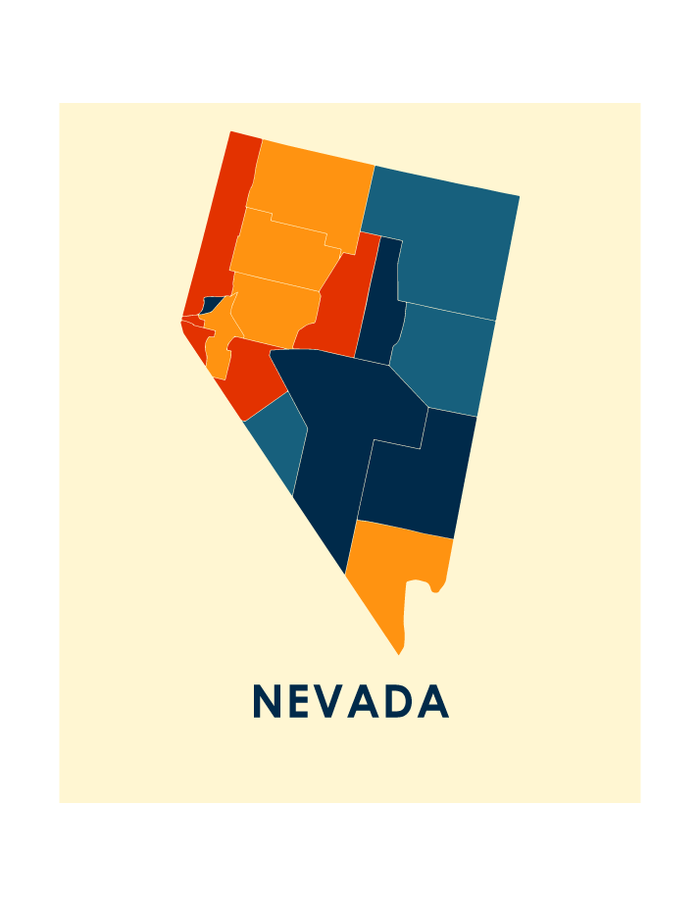 Nevada Map Print - Full Color Map Poster