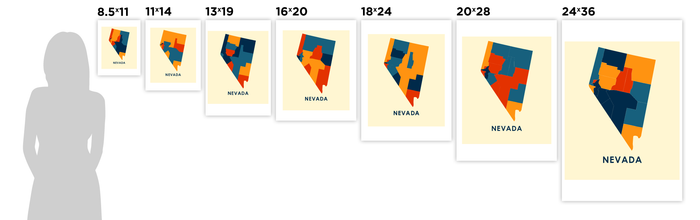 Nevada Map Print - Full Color Map Poster