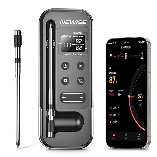 Newise Bluetooth Meat Thermometer with Smart APP, 800FT Wireless Range