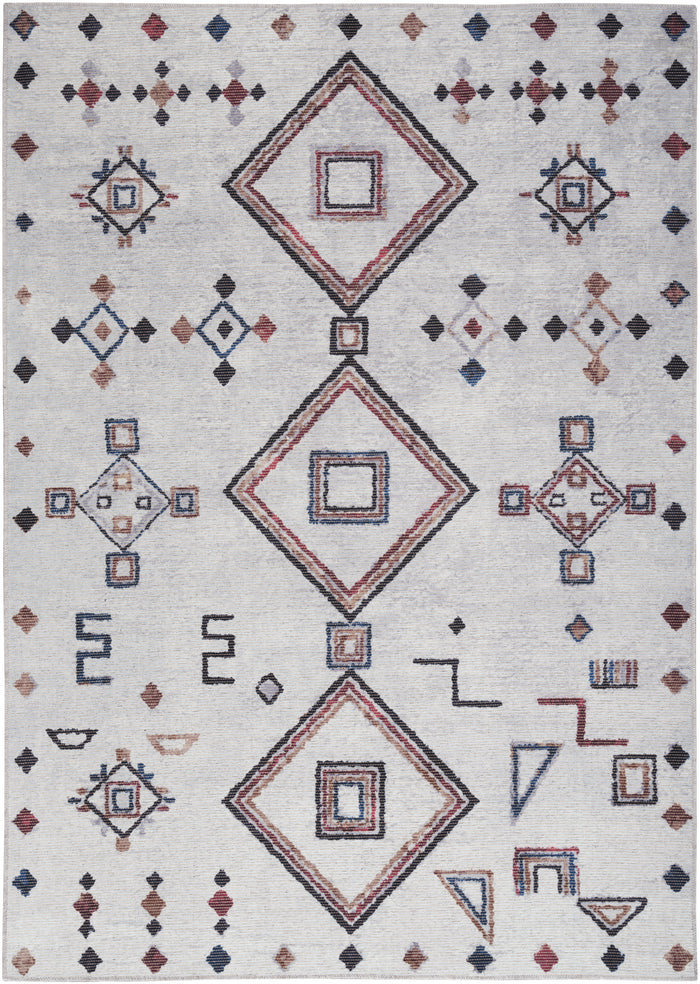Nicole Curtis Machine Washable Series 1 SR108 Ivory/Multi Area Rug  Cream / Ivory