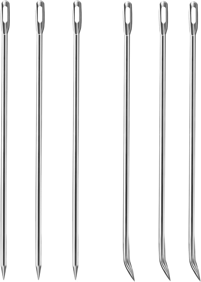 Ofargo Meat Trussing Needles, Roasting Trussing Needles for Lacing Roast Turkey, Chicken, Pork Skin, Whole Hog, Lamb, and Rotisserie Pig; Two of Each Size 4.9/5.7/7inch, 6pcs in All