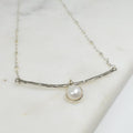 Silver Bar & Floating Pearl Necklace