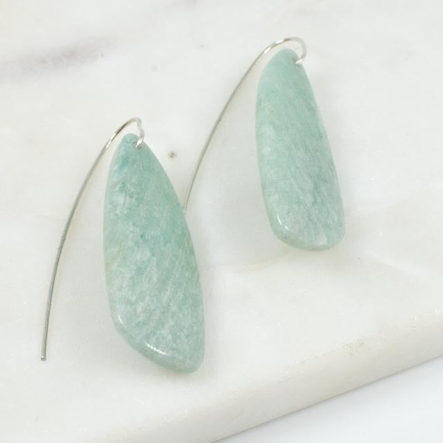 Silver Threader Amazonite Earrings