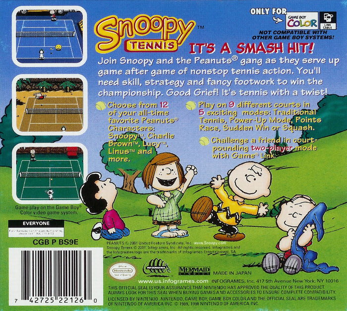 Snoopy Tennis Game Boy Color - Video Game - Used - CaveGamers - Image 2