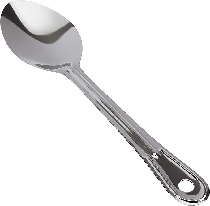 Super Strong, Ergonomic 11 in Serving Spoon 3 Pk. Big, Slotted Stainless Steel Spoons for Cooking, Baking and Basting. Best Kitchen Flatware for Buffet and Banquet Service in Restaurants and Homes