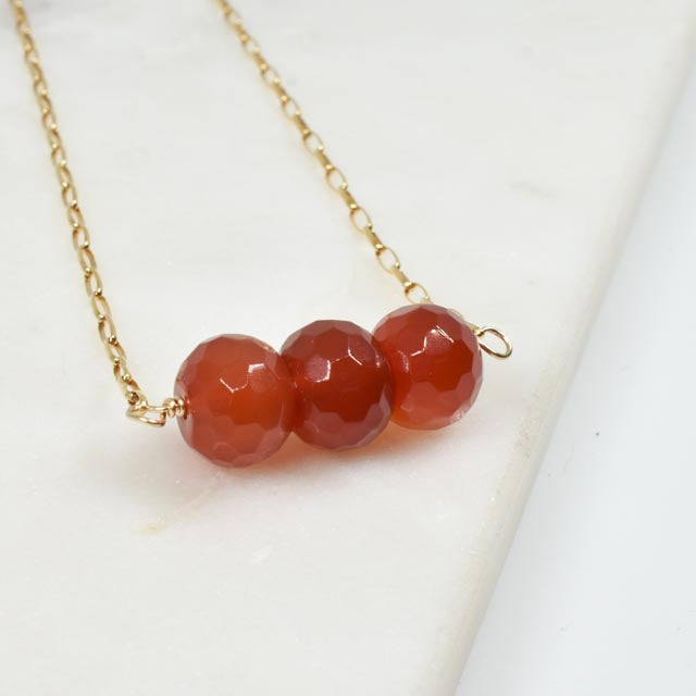 Triple Carnelian & Gold Fill Necklace