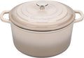 VORRINGARD Enameled Cast Iron Dutch Oven Pot with Lid, for Sourdough Bread Baking, Round Dutch Ovens, 4.5 Quart, Latte