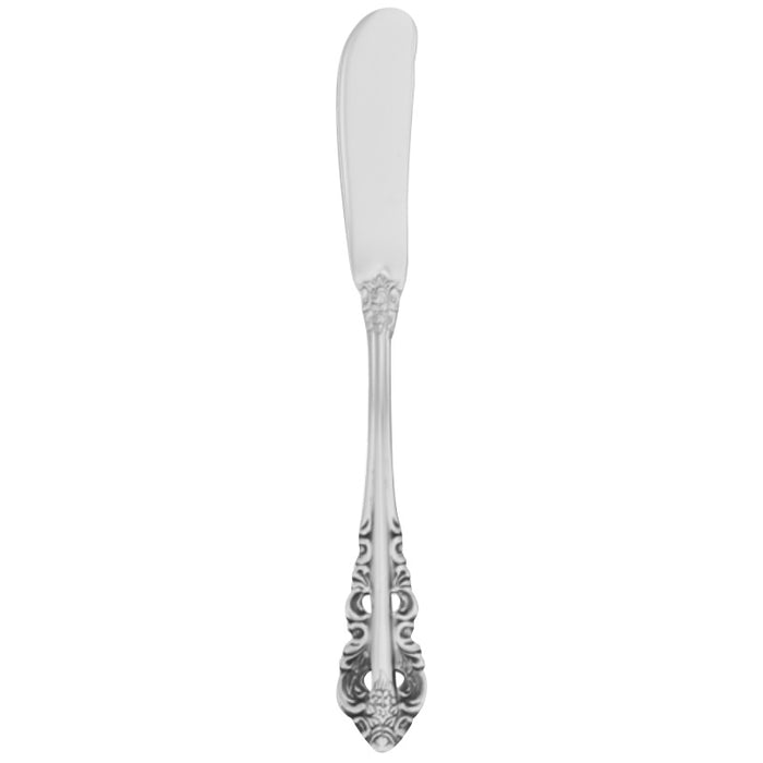 Walco 6811 Classic Baroque 7" 18/10 Stainless Steel Extra Heavy Weight Solid Handle Butter Knife - 12/Pack