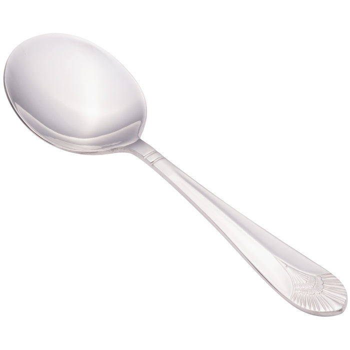 Walco 7038 Meteor 8 1/16" 18/0 Stainless Steel Heavy Weight Large Bowl Bouillon Spoon - 12/Pack