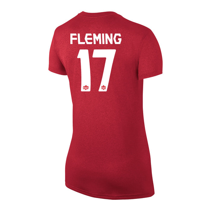 Women's Jessie Fleming #17 Canada National Team Nike Name & Number Dri-Fit T-Shirt - Red
