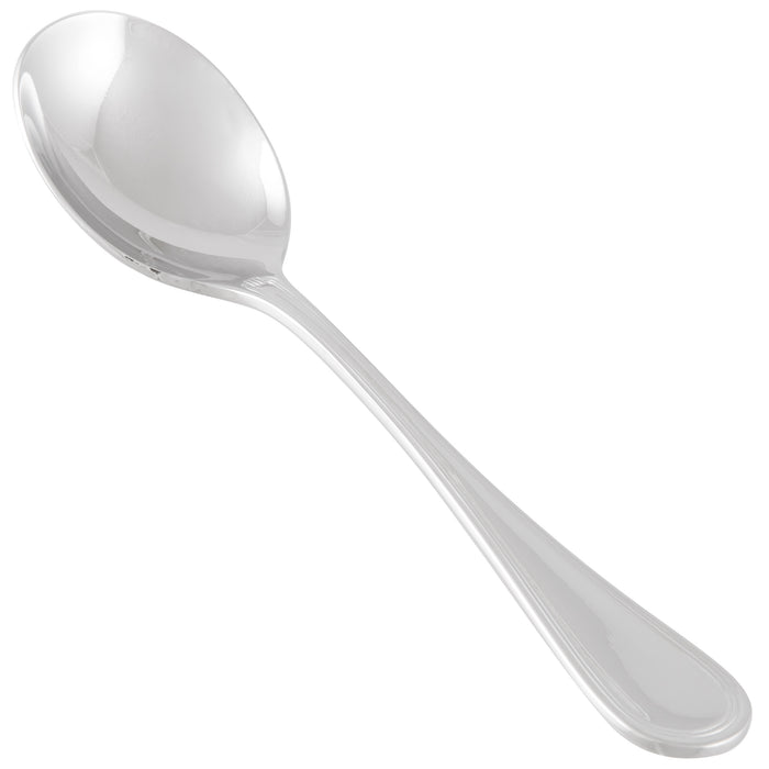 World Tableware 774 016 Geneva 6" 18/8 Stainless Steel Extra Heavy Weight Bouillon Spoon - 12/Pack